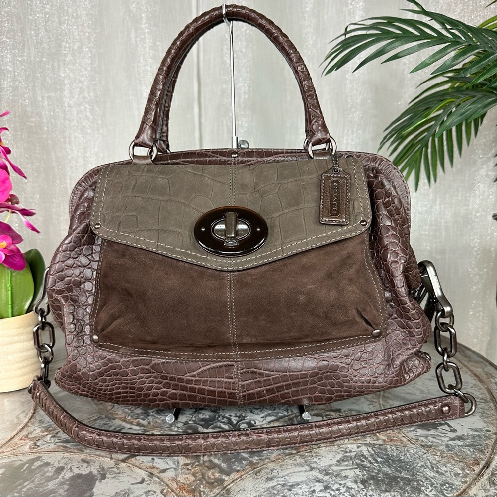 Coach Sadie Croc Embossed Satchel 15271 B4/Mahogany MSRP $798